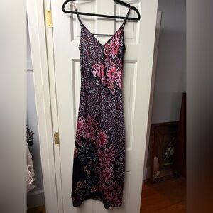 Free People Pink and Black Floral Maxi Dress
